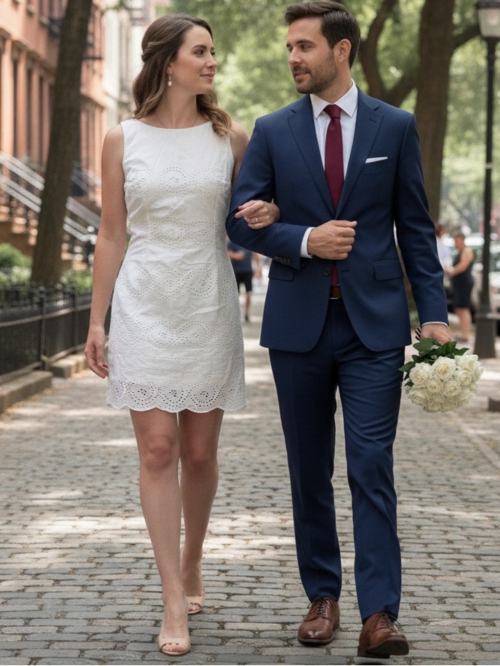 100% Cotton White Eyelet Midi Dress